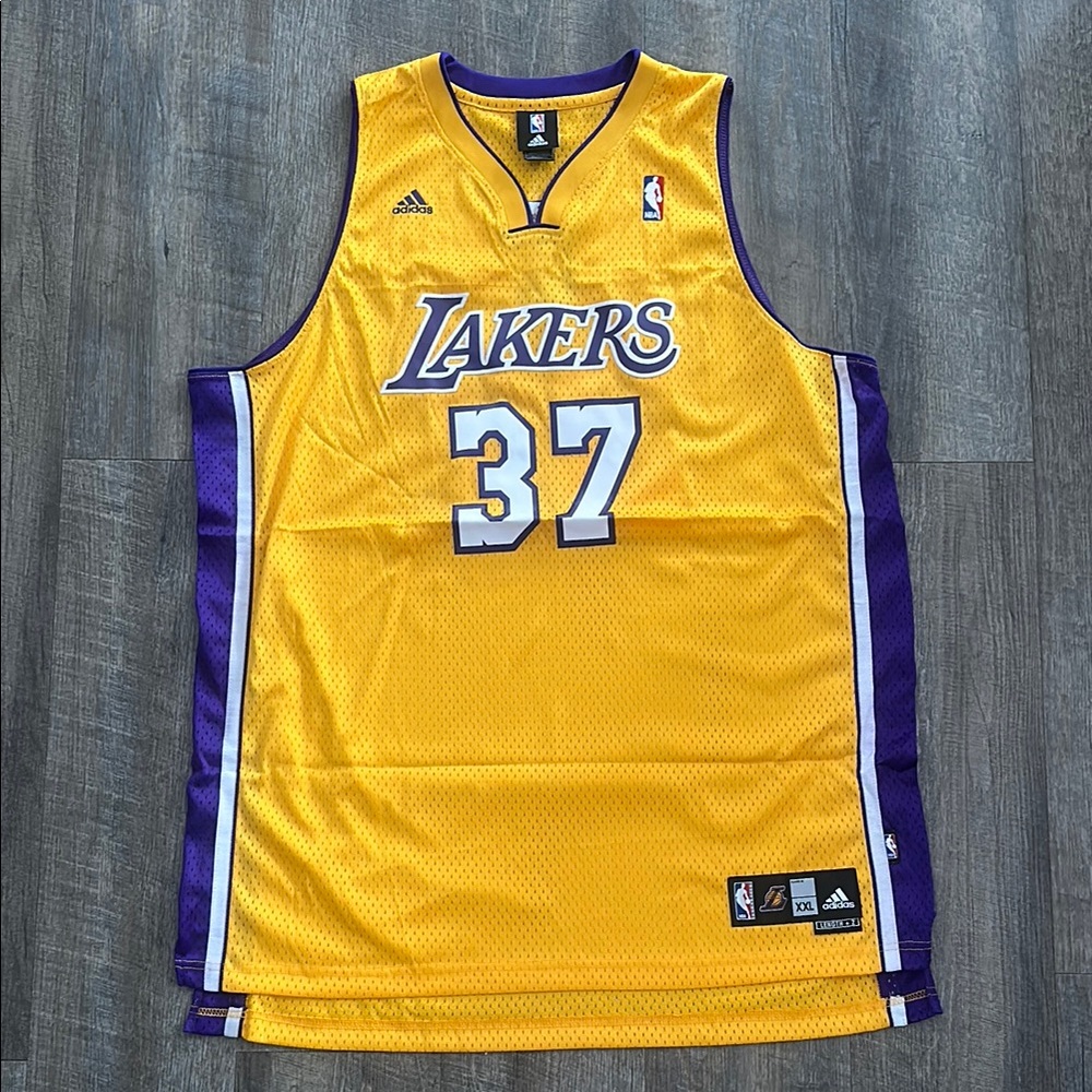 Adidas Yellow and Purple Lakers Game Jersey